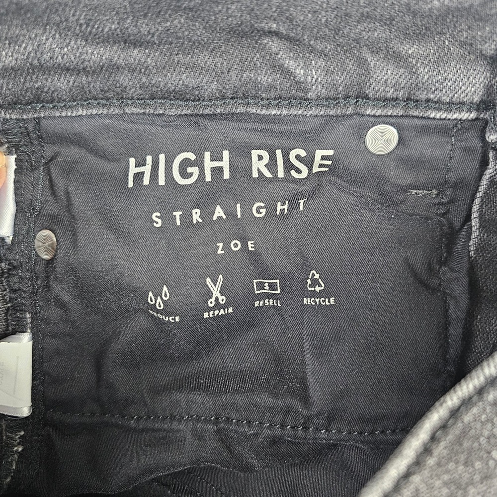 Lucky Brand Zoe Straight Jeans Womens 6/28 Black High Rise Raw Hem 7W15367 - Picture 7 of 10